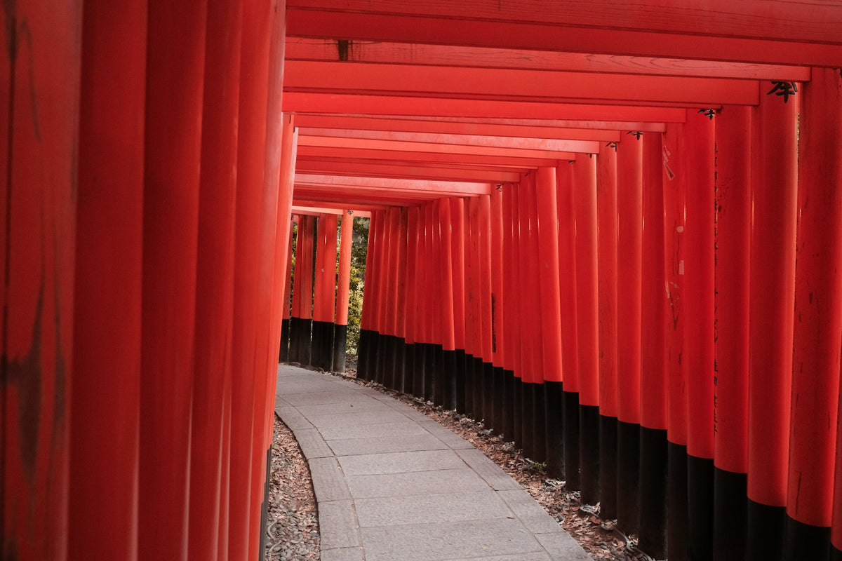 Allée de torii rouges au sanctuaire Fushimi Inari, Kyoto